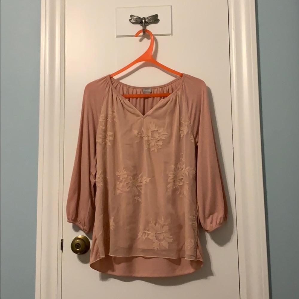 Dusty rose blouse chico’s size 0/standard size 4